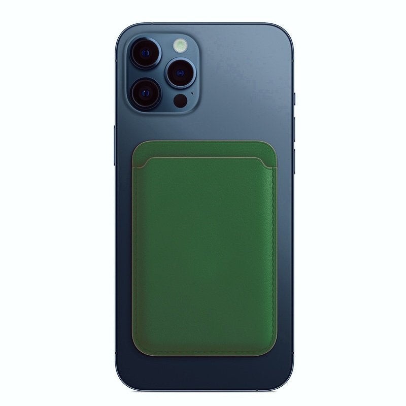 Cartera magnética Vael en iPhone, color verde oscuro